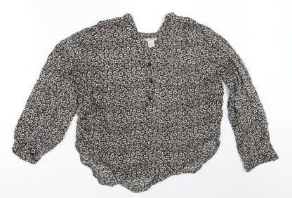H&M Womens Black Floral  Basic Blouse Size 36