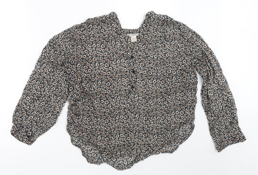 H&M Womens Black Floral  Basic Blouse Size 36