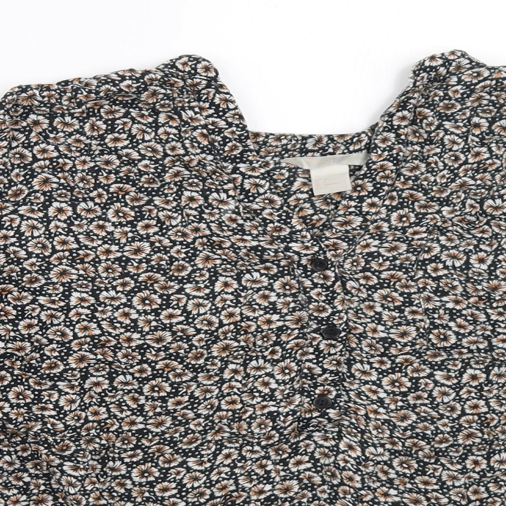 H&M Womens Black Floral  Basic Blouse Size 36