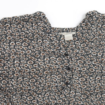 H&M Womens Black Floral  Basic Blouse Size 36