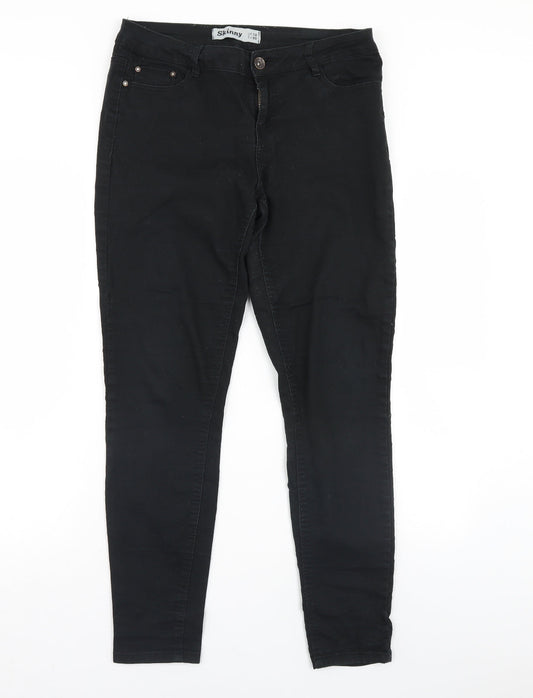 Preworn Womens Black  Denim Skinny Jeans Size 12 L30 in