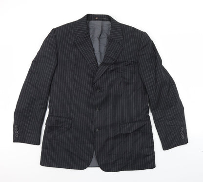 Oaks Mens Grey Striped  Jacket Blazer Size 42  - Shoulder Pads