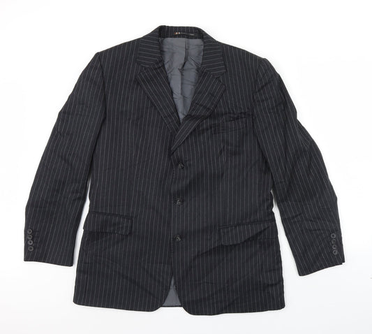 Oaks Mens Grey Striped  Jacket Blazer Size 42  - Shoulder Pads