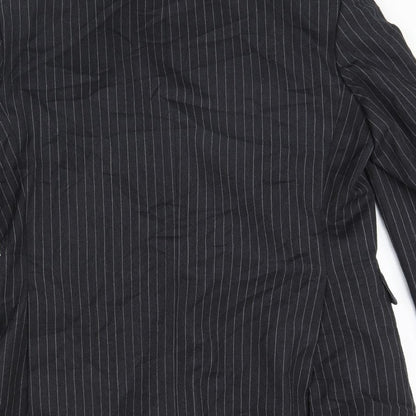 Oaks Mens Grey Striped  Jacket Blazer Size 42  - Shoulder Pads