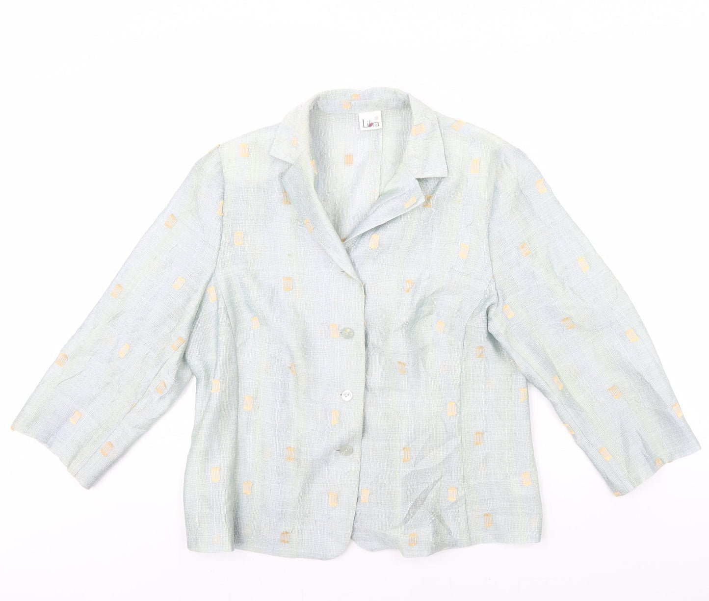 Libra Womens Green Polka Dot  Jacket Blazer Size 16