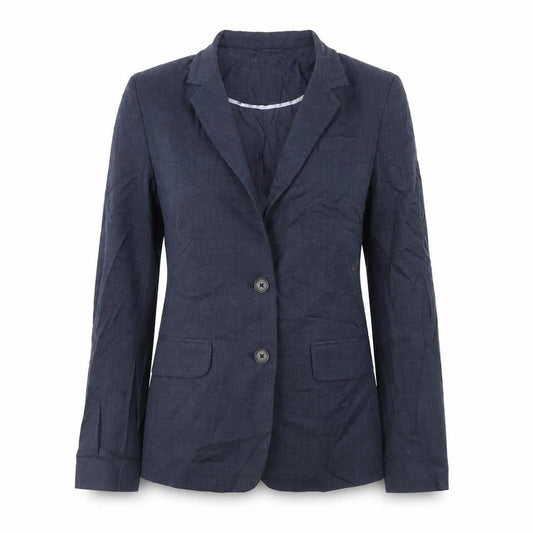 Front view of Vacknox women’s blue jacket blazer, size UK 4, - shoulder pads