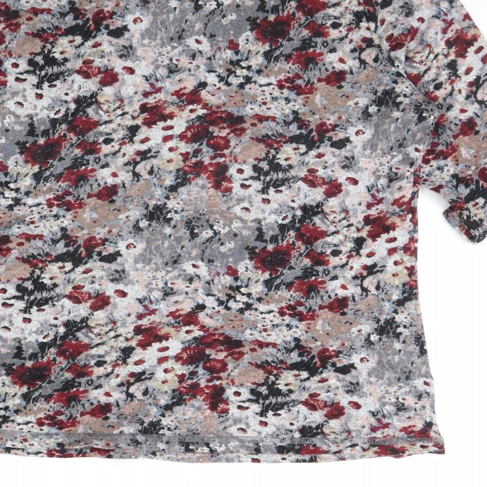 Damart Womens Grey Floral  Pullover Jumper Size 14