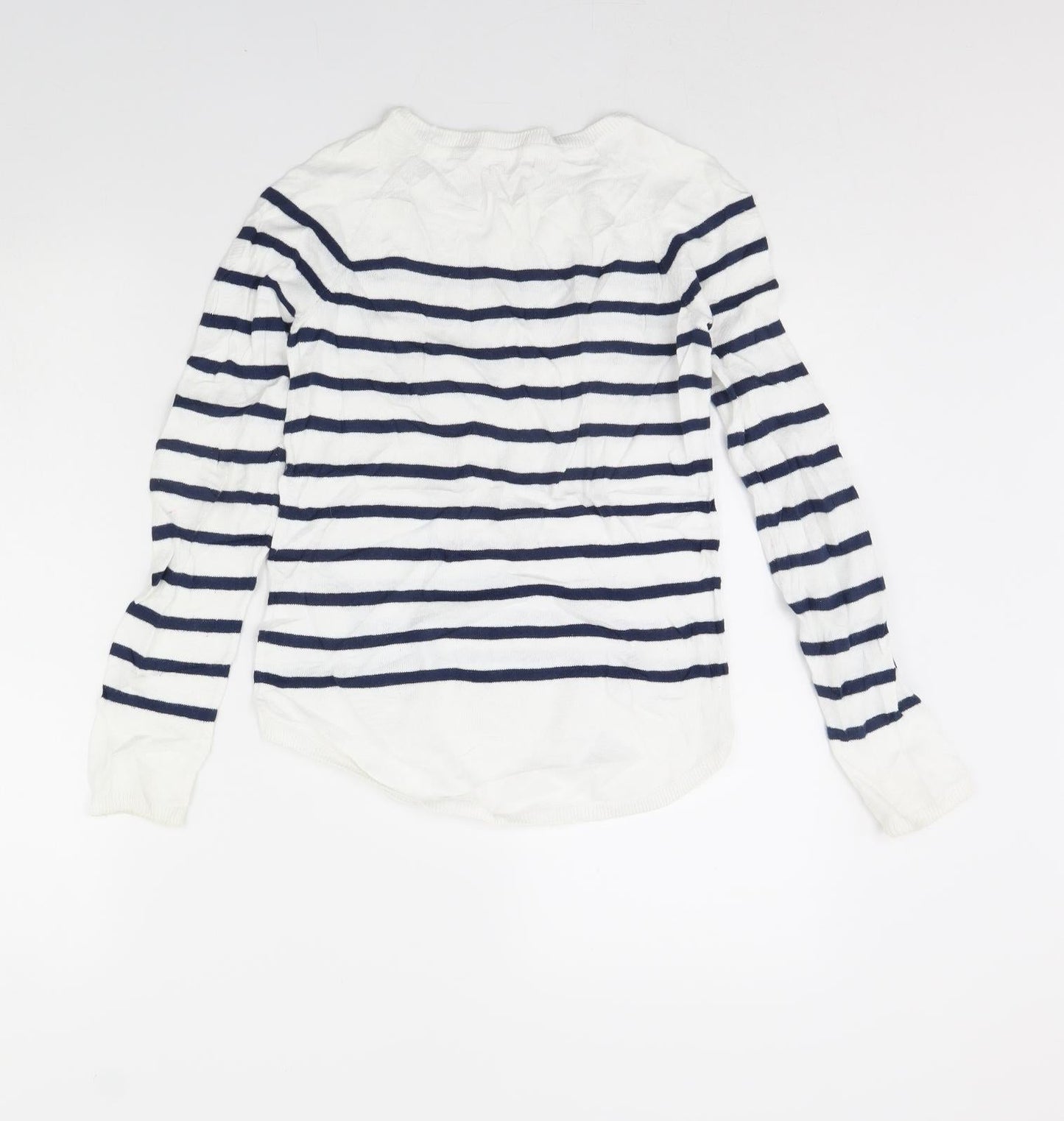 H&M Girls White Striped  Pullover Jumper Size 10 Years