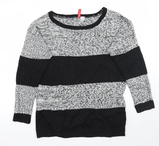 H&M Womens Black Striped  Pullover Jumper Size S