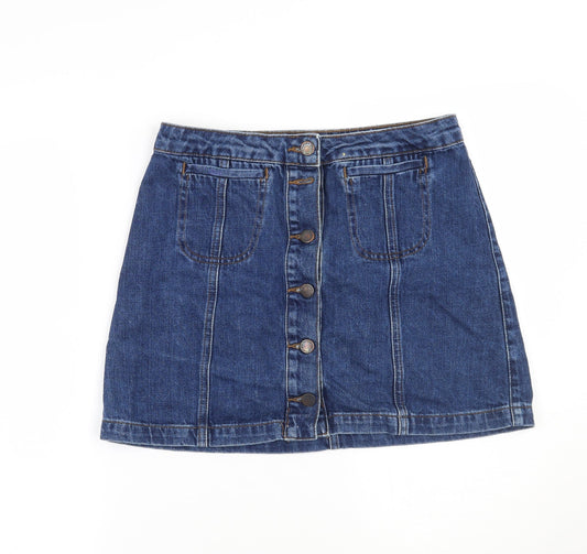 Topshop Womens Blue   A-Line Skirt Size 28