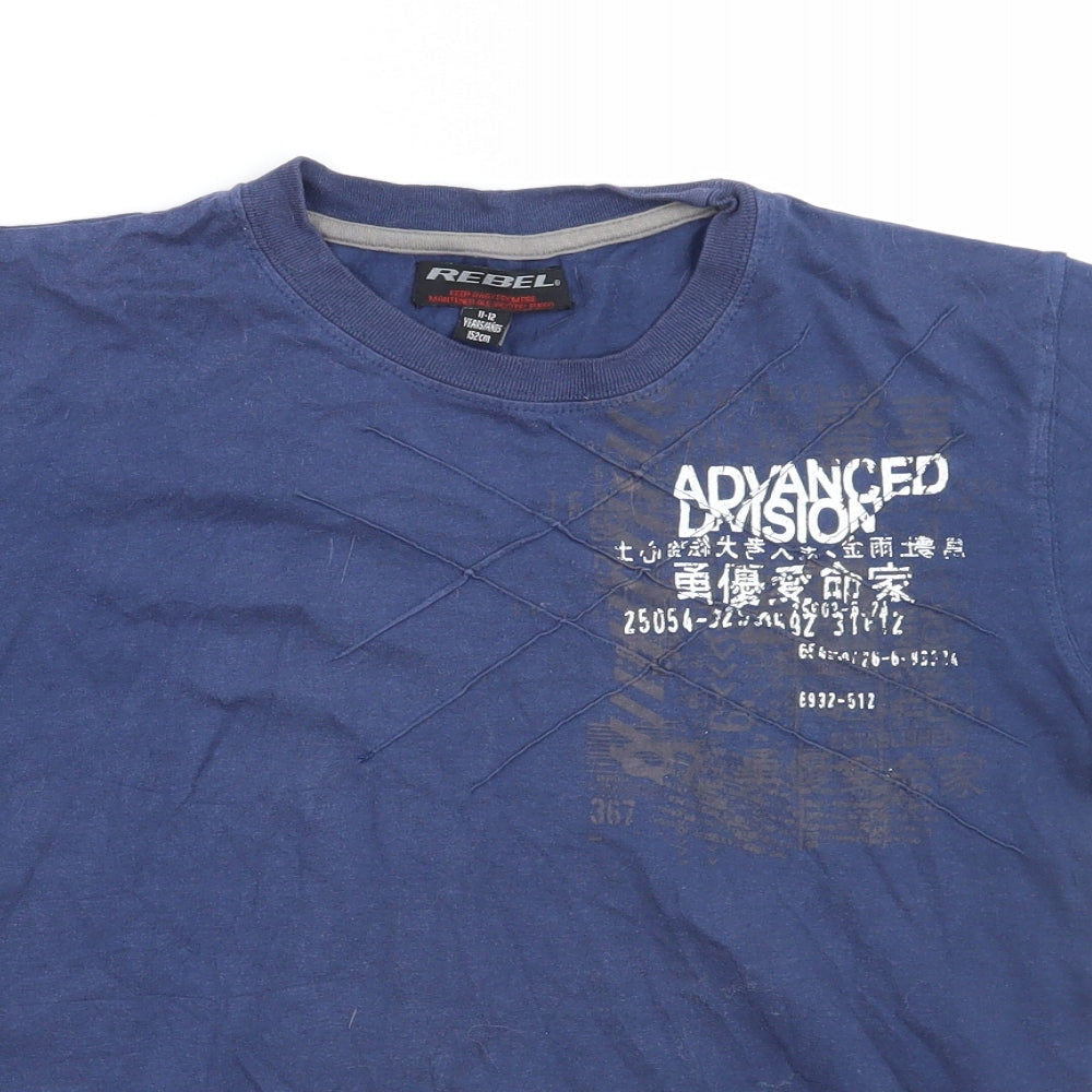 Rebel Boys Blue   Basic T-Shirt Size 10-11 Years