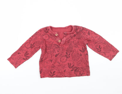 Additional front view of Tu boys’ red floral basic t-shirt, size 3-6, months
