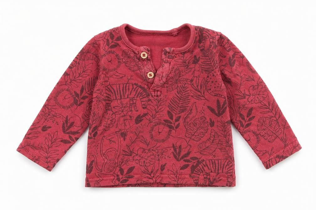 TU Boys Red Floral  Basic T-Shirt Size 3-6 Months