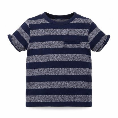 Front view of George girls’ blue striped basic t-shirt, size 2-3, years