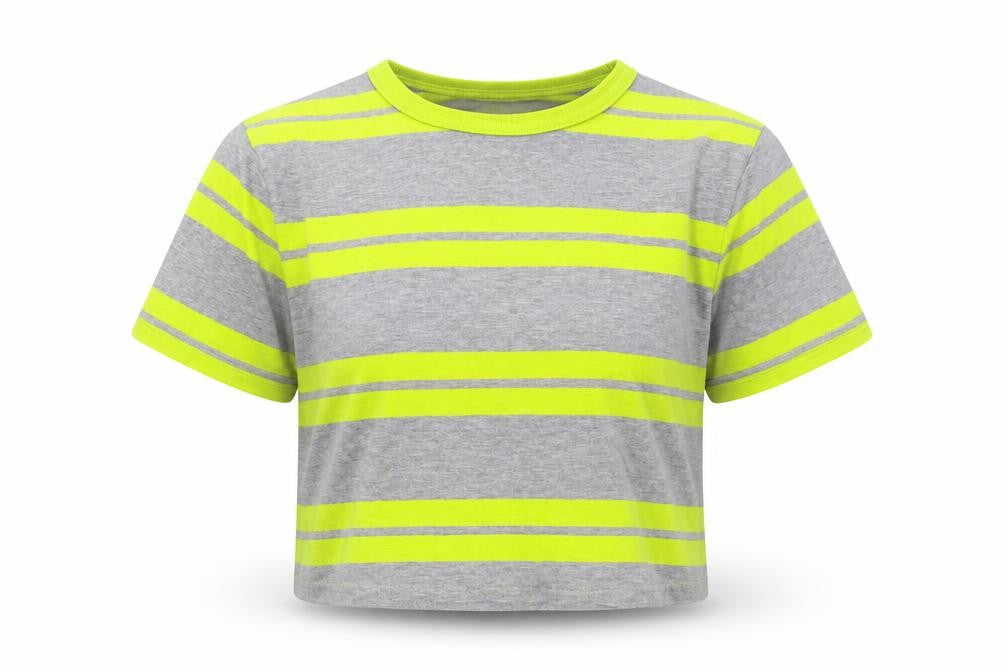 Gap Girls Grey Striped  Cropped T-Shirt Size 10-11 Years