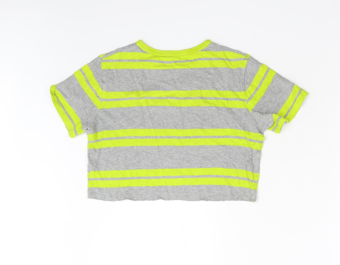 Gap Girls Grey Striped  Cropped T-Shirt Size 10-11 Years