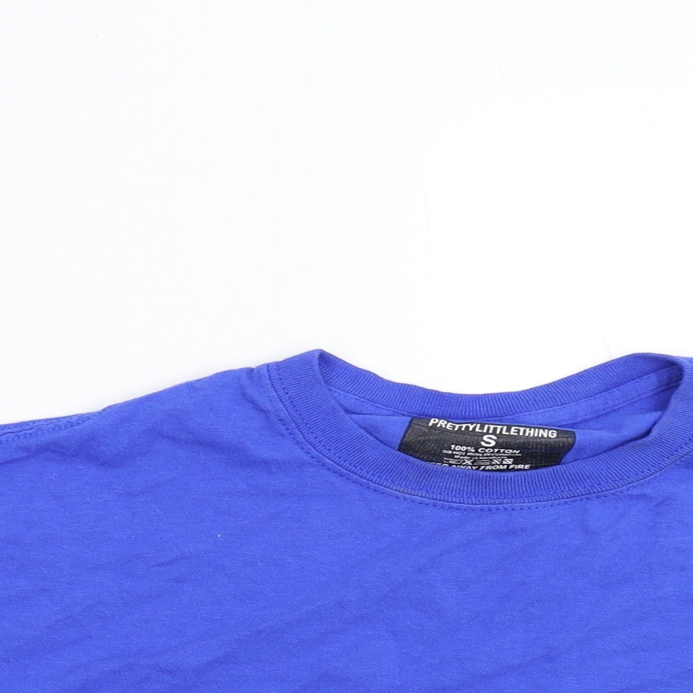 Pretty Little Thing Womens Blue   Cropped T-Shirt Size S