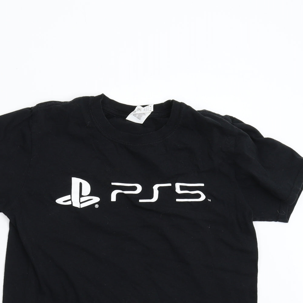 Gildan Boys Black   Basic T-Shirt Size M  - Play Station