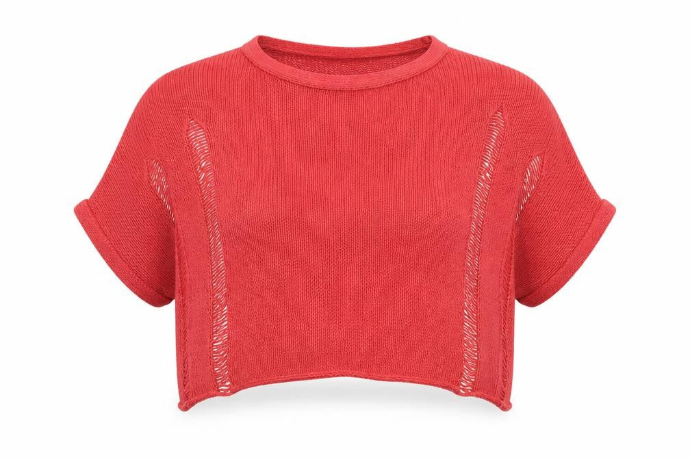 I Love H81 Womens Red   Pullover Jumper Size M  - Cropped