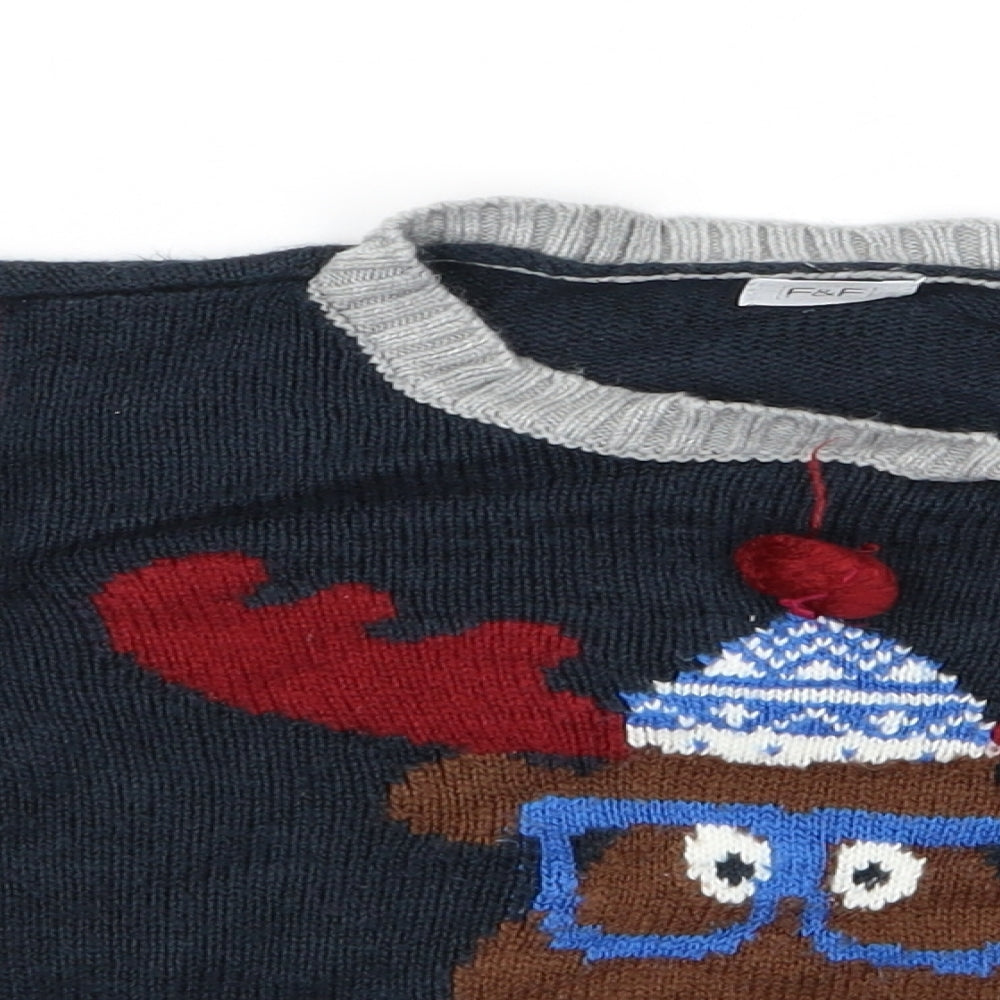 Florence and Fred Boys Black Animal Print  Pullover Jumper Size 2-3 Years  - chrisstmas jumper