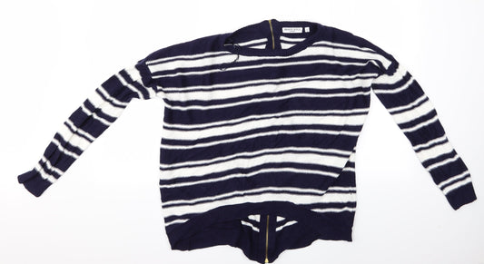 Brave Soul Womens Multicoloured Striped  Pullover Jumper Size 12  - Brave Soul London - Zip Back Sweater