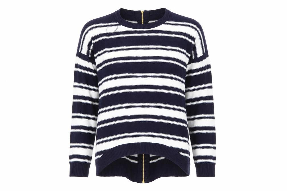 Brave Soul Womens Multicoloured Striped  Pullover Jumper Size 12  - Brave Soul London - Zip Back Sweater