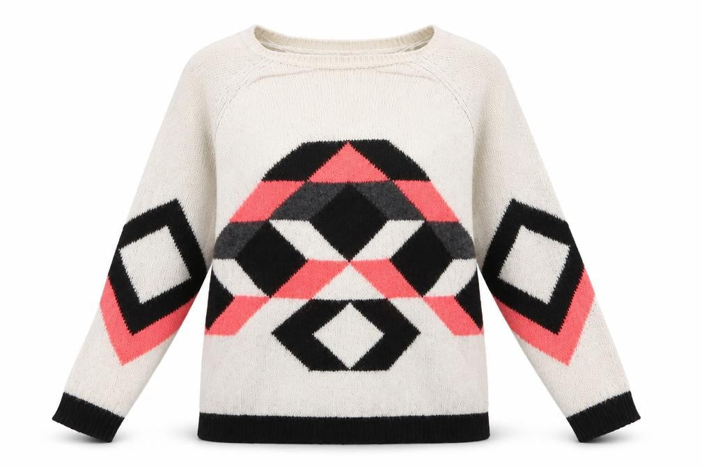 River Island Womens Ivory Argyle/Diamond  Pullover Jumper Size 8  - River Island