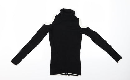 Preloved XOXO Womens Black   Pullover Jumper Size M  - cut out shoulder - Front