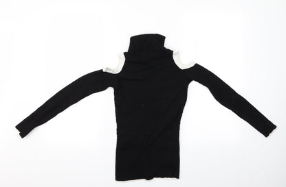 Preloved XOXO Womens Black   Pullover Jumper Size M  - cut out shoulder - Back
