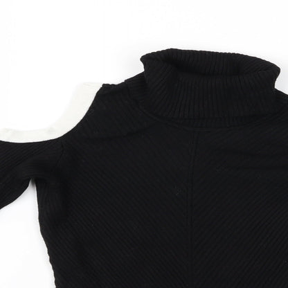Preloved XOXO Womens Black   Pullover Jumper Size M  - cut out shoulder - Detail