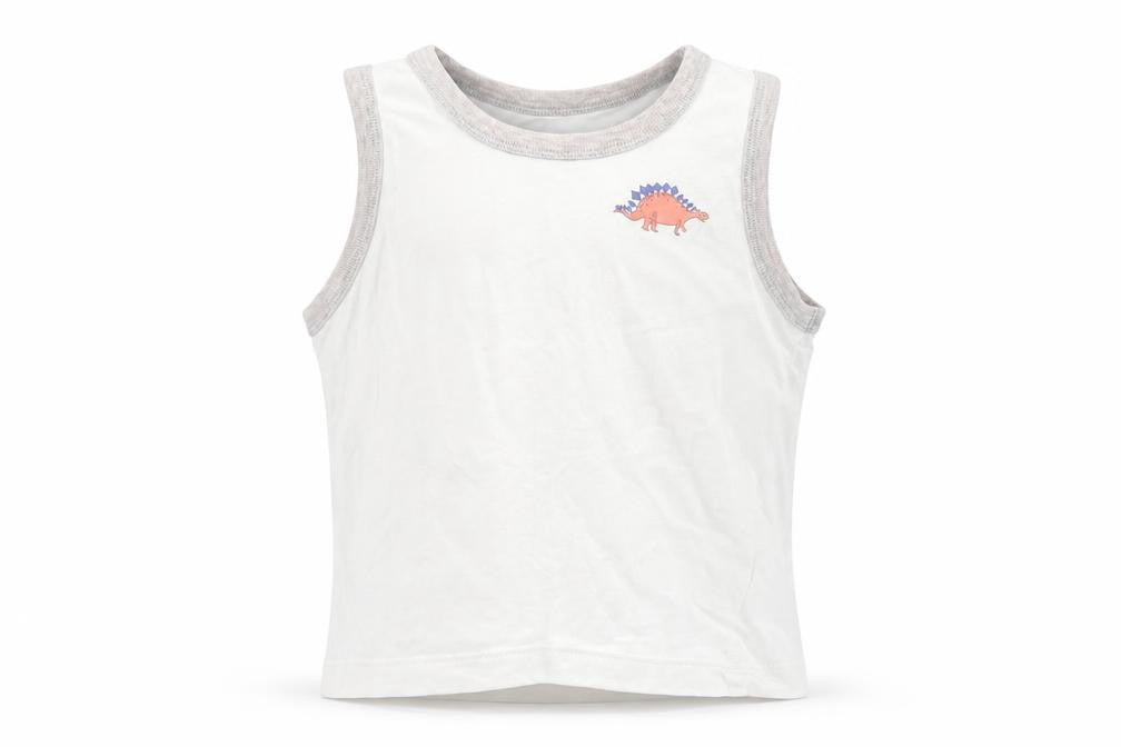 TU Boys White   Basic Tank Size 3-4 Years  - Dinosaur