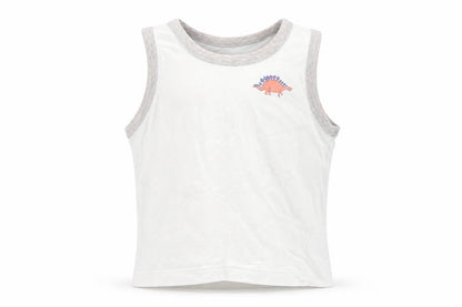 Tu Boys White   Basic Tank Size 3-4 Years  - Dinosaur