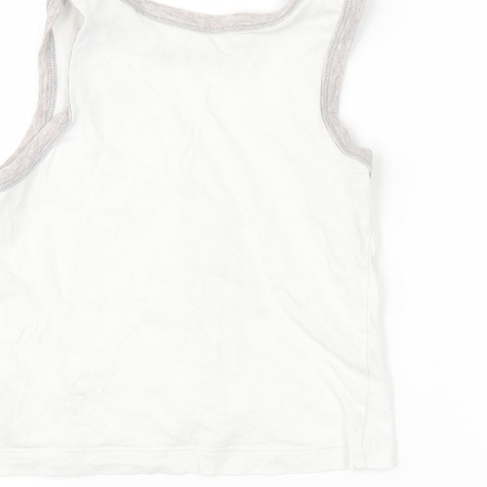 TU Boys White   Basic Tank Size 3-4 Years  - Dinosaur