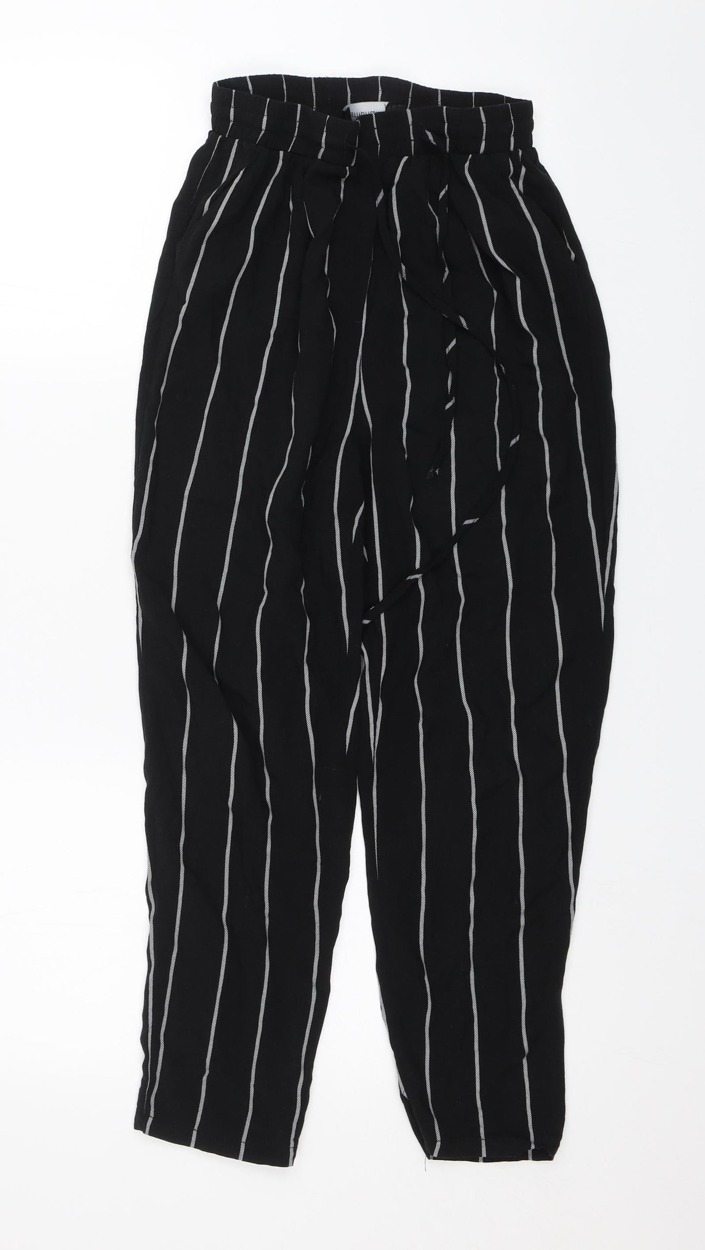 PRETTYLITTLETHING Womens Black Striped  Trousers  Size 6 L23 in
