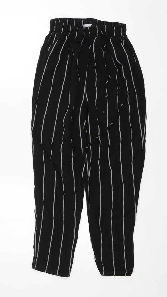 PRETTYLITTLETHING Womens Black Striped  Trousers  Size 6 L23 in
