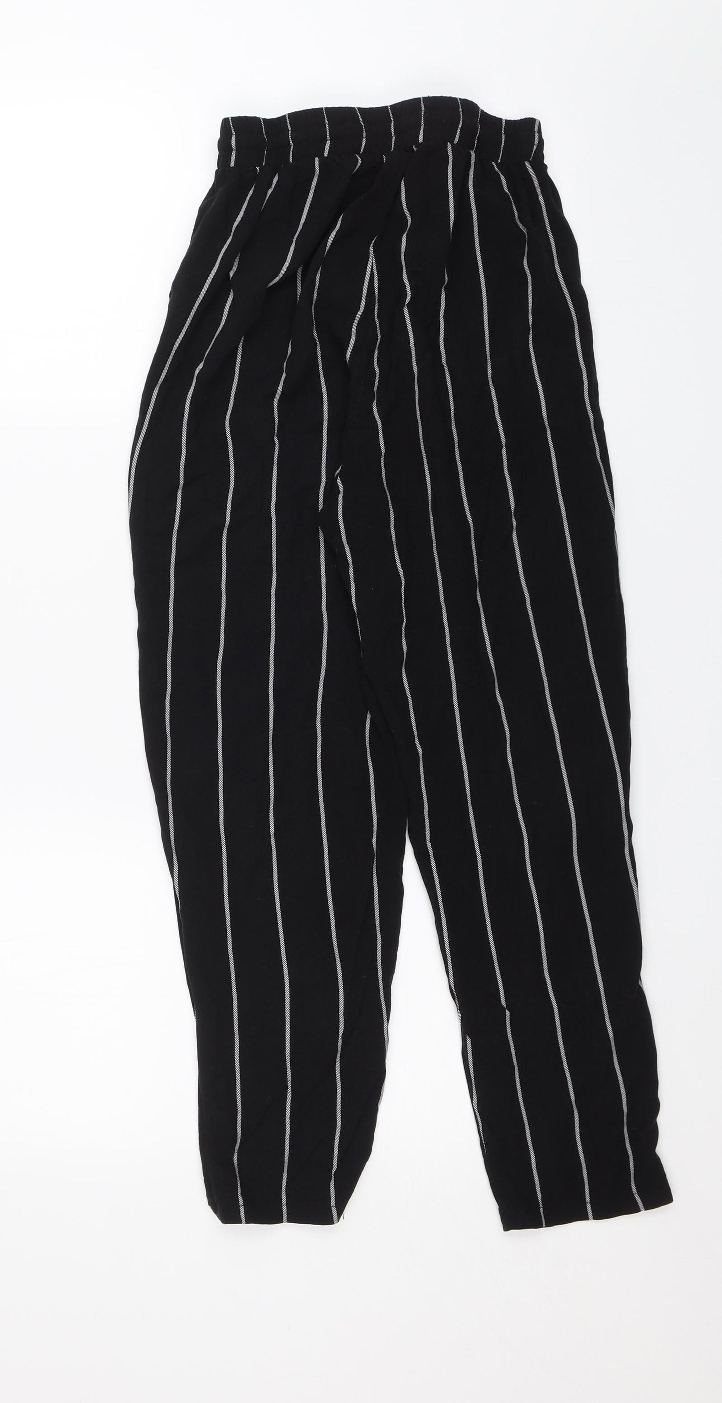 PRETTYLITTLETHING Womens Black Striped  Trousers  Size 6 L23 in