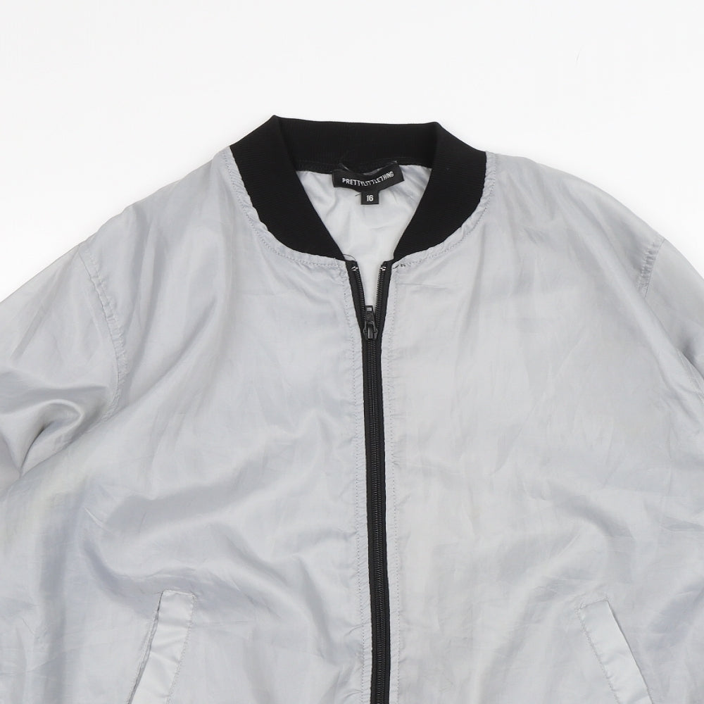 PRETTYLITTLETHING Womens Grey   Jacket  Size 16