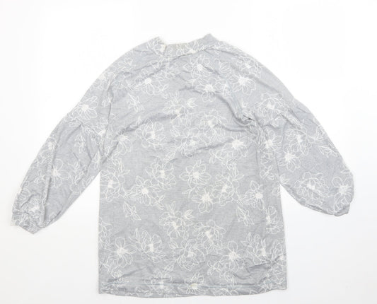 M&S Womens Grey Floral  Pullover Jumper Size 12