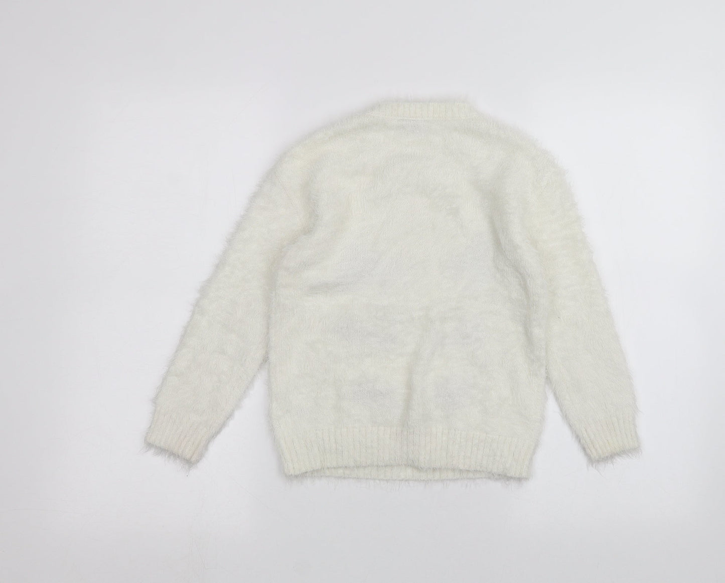 Matalan Girls White   Pullover Jumper Size 8 Years  - Unicorn