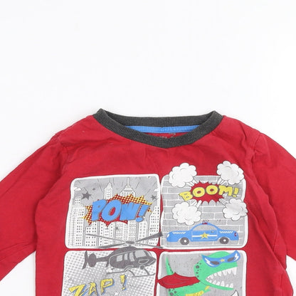 Close-up detail of Matalan Baby Red Basic T-Shirt, size 12-18, Months