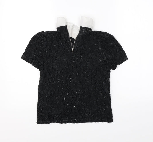New Look Womens Black Floral  Basic Blouse Size 8