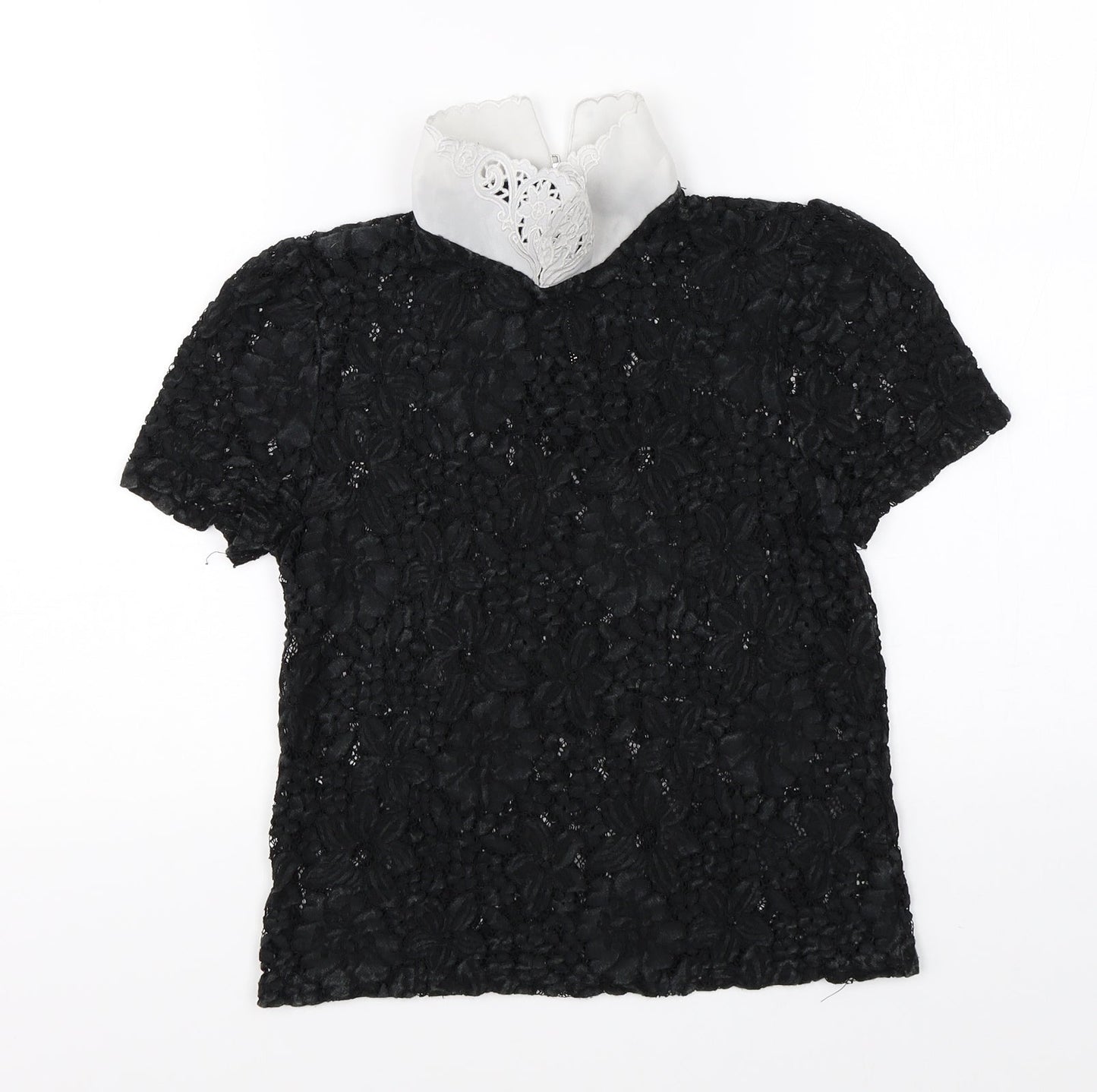 New Look Womens Black Floral  Basic Blouse Size 8