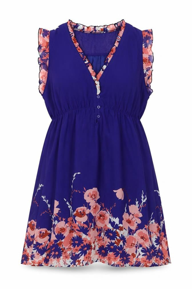 Aprico Womens Blue Floral  Shift  Size M