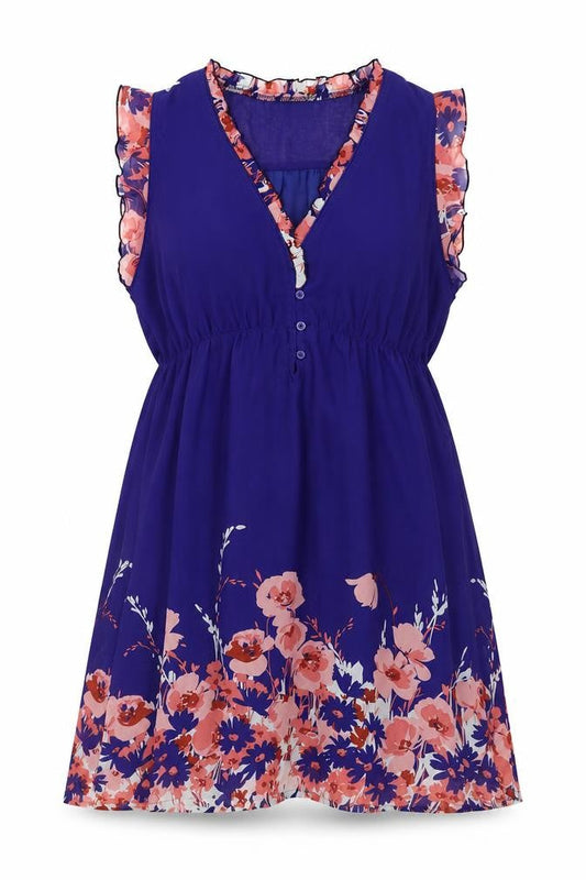 Aprico Womens Blue Floral  Shift  Size M