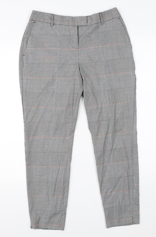 Preworn Womens White Check  Dress Pants Trousers Size 8 L24 in