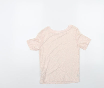 Back view of Atmosphere women’s pink animal print basic t-shirt, size UK 6