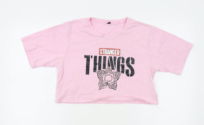 Preloved Preworn Womens Pink   Basic T-Shirt Size M  - stranger things - Front