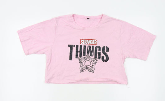 Preworn Womens Pink   Basic T-Shirt Size M  - stranger things
