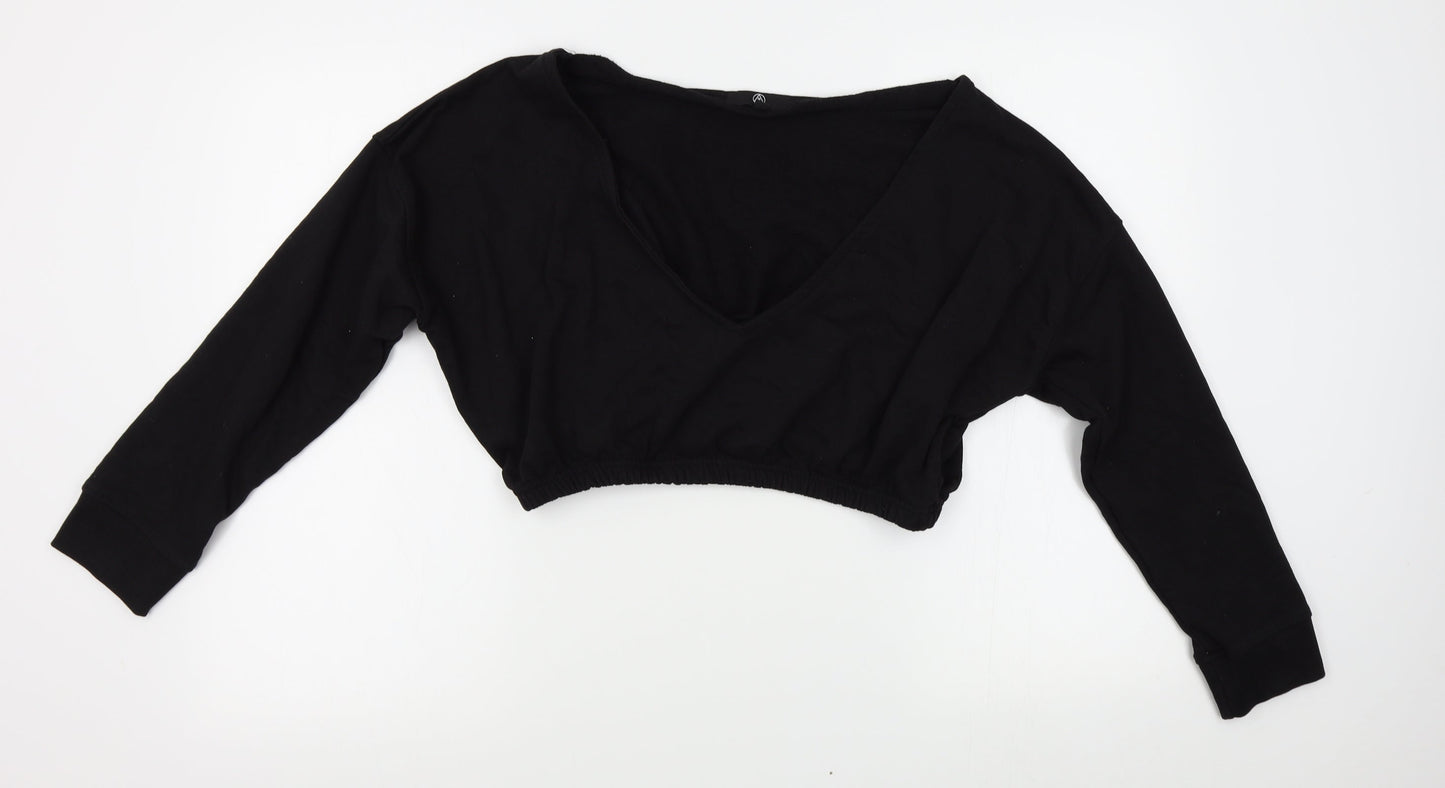 Missguided Womens Black   Pullover Sweatshirt Size 14  - cropped