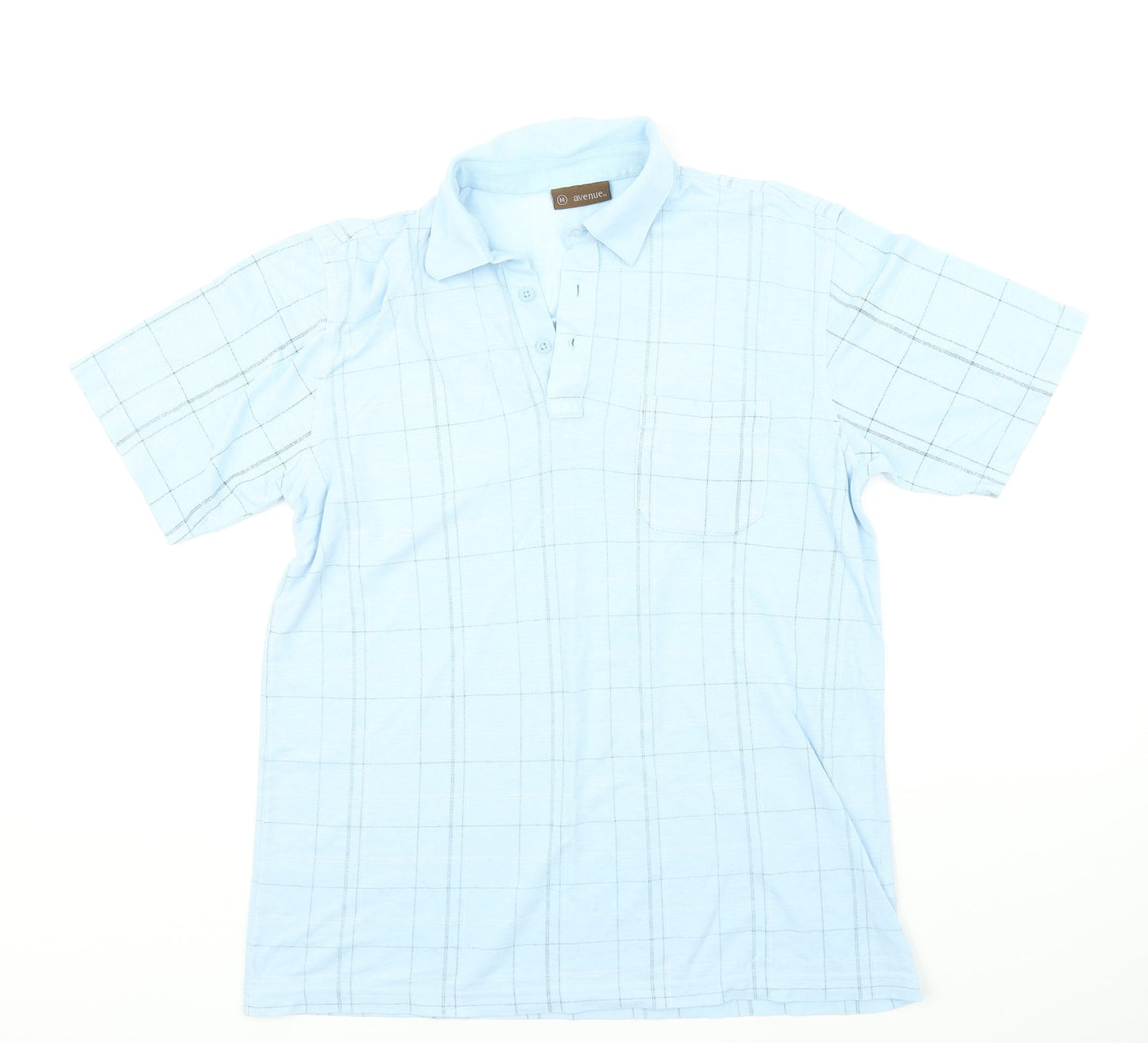 Avenue  Mens Blue Check   Polo Size M